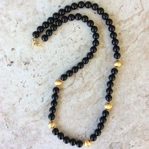 Napier Black & Gold Opera Beaded Necklace